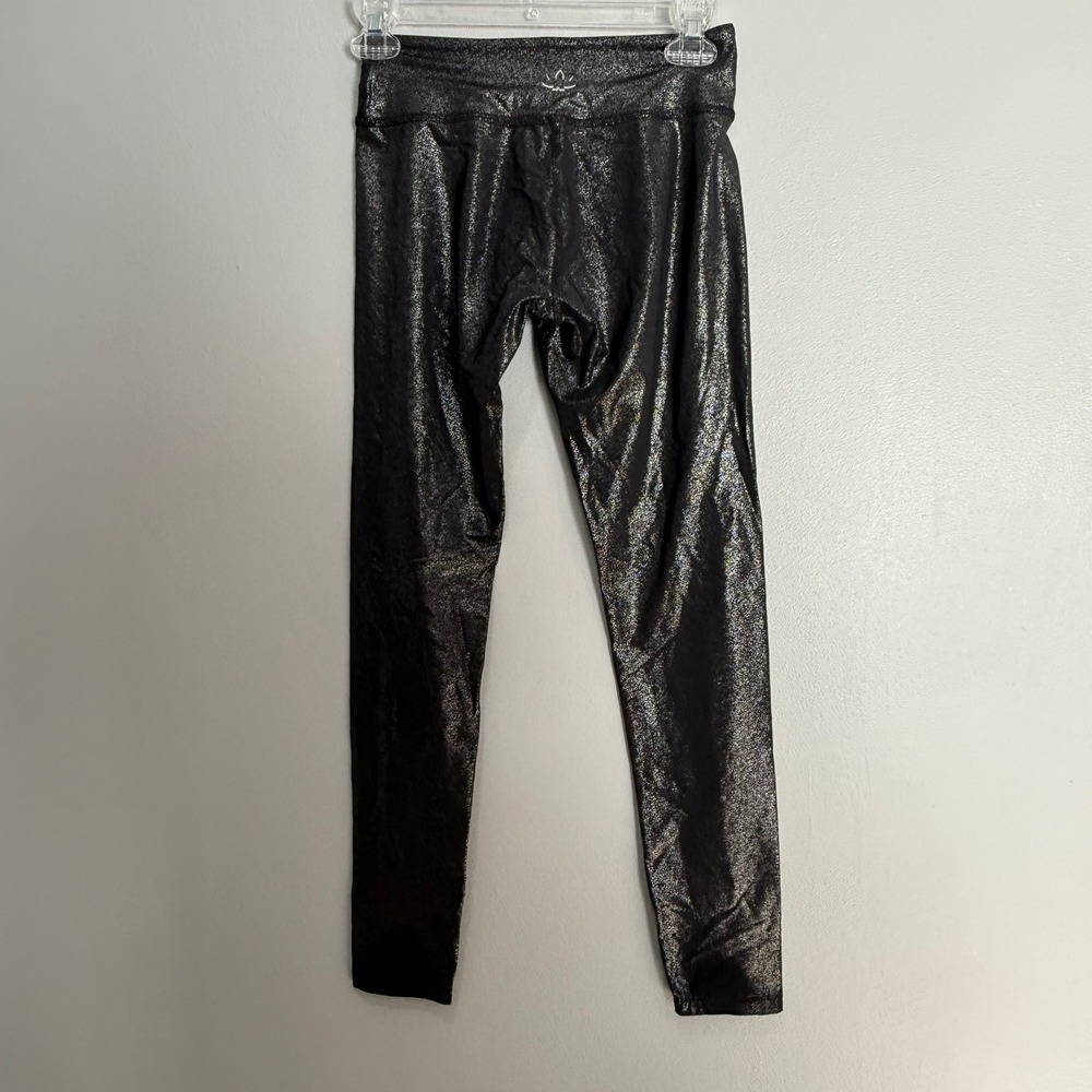 Beyond Yoga Womens Metallic Foil Leggings Black Silver SP16AW Size S Small - Picture 2 of 5